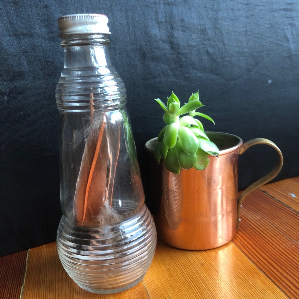 Vintage Feather Display Bottle